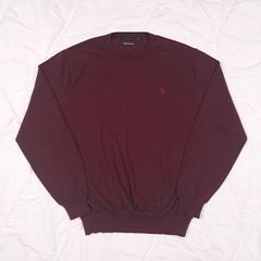 Polo Ralph Lauren Burgundy Wine Red Merino Wool Crewneck Jumper Size XL