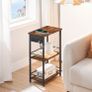 Narrow Side Table with Charging Station, 3-Tier End Table for Small Spaces, Sofa Table with Storage Shelf, for Living Room, Foyer, Bedroom, Office, Rustic Brown and Black Image 4