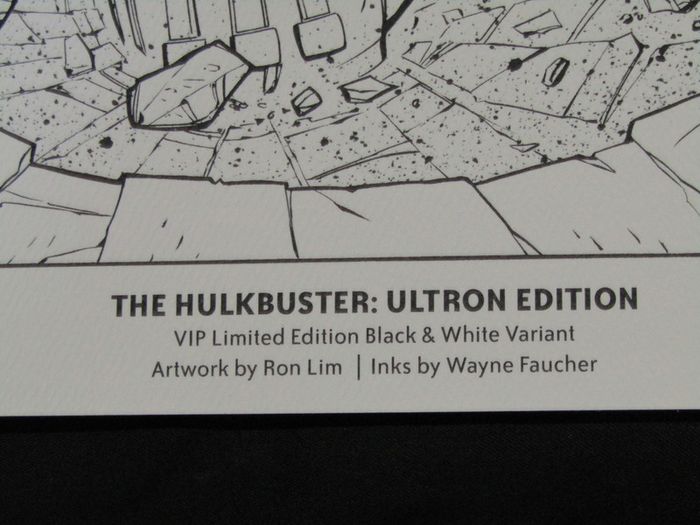 Lego VIP Hulkbuster Ultron Edition Art Prints Artwork By Ron Lim For Lego Marvel Super Heroes Iron Man Hulkbuster Ultron Edition Prints Color And VIP Black And White Variants Rare And Hard To Find BOTH BLACK AND WHITE AND COLOR LIMITED EDITION SET Rare An