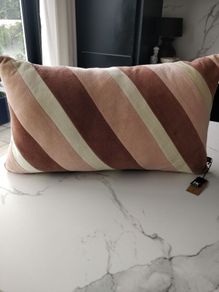HK Living velvet striped cushion rose