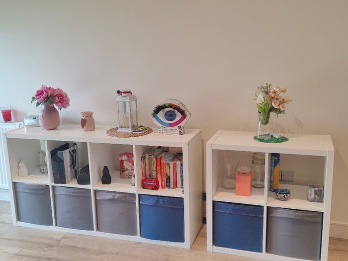 QUICK SALE (BARGAIN): IKEA White Cube Storage Shelves (Set of 2 Units) + Storage Bins | Excellent Condition - Collection D13
