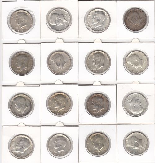 USA, 16 x Kennedy Half Dollar, 40% silver coins (no. 441)