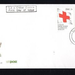 1989 Ireland Anniversary of the Red Cross and Commemoration of the European Elections Commemorative Stamp An Post First Day Cover (FDC) with Durlas (Thurlas) cancel