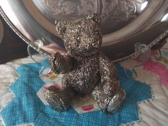 Silver Teddy Bear Ornament