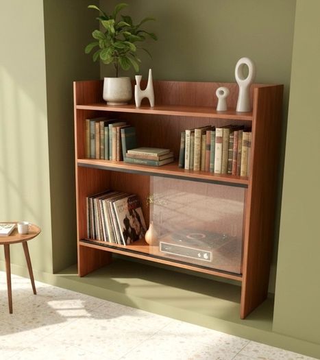 vintage midcentury teak bookcase