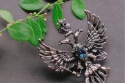 Dual Head Silver Eagle Brooch