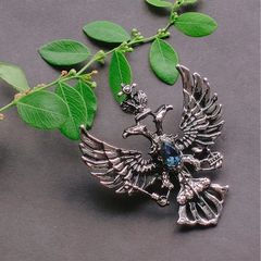 Dual Head Silver Eagle Brooch