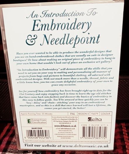 An Introduction To Needlepoint And Embroidery DVD.