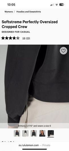 Lululemon softstreme sweatshirt xs