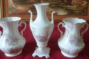 3 Piece Large Royal Tara Irish Blossoms Pattern Gold Gilt Double Handled Vases Made In Ireland