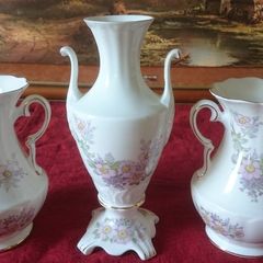 3 Piece Large Royal Tara Irish Blossoms Pattern Gold Gilt Double Handled Vases Made In Ireland