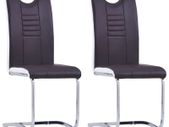 Cantilever Dining Chairs 2 pcs Brown Faux Leather