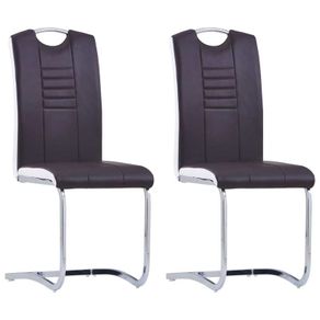 Cantilever Dining Chairs 2 pcs Brown Faux Leather