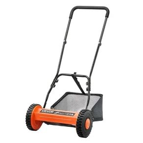 Push Reel Lawn Mower 40 cm, 5 Blades Manual Push Mower No Motor, 15-45 mm Adjustable Cutting Height, Walk-Behind Lawn Mowers with Grass Catcher
