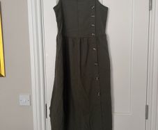 Khaki cotton spring/summer midi dress - size 10