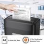 8 Sheet Cross Cut Paper Shredder, Shredder Shred Credit Cards/Staples/Clips for Small Home Office Use, Portable Handle Design with 16L Wastebasket (FREE POSTAGE) Image 6