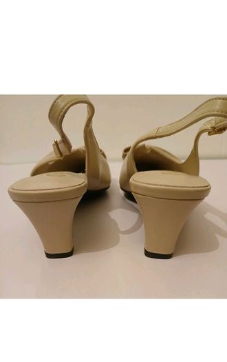 Cefalu ENRO Cream Leather Slingback Shoes EU36 UK3 Bow Kitten Heels BNIB  CAN POST