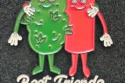 Best friends, pin back badge.
