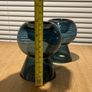 Blue Glass Tea Light Candle Holder Reversible Bud Vase Image 4