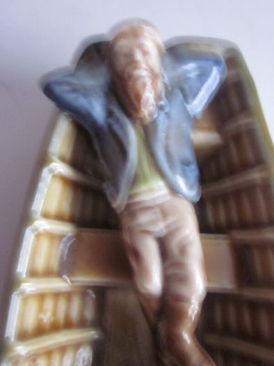 Vintage Wade Porcelain Fishing Man Asleep In Boat Figure