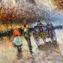 Large Hand Painted Oil on Canvas - Vintage Parisienne Street Scene Image 6
