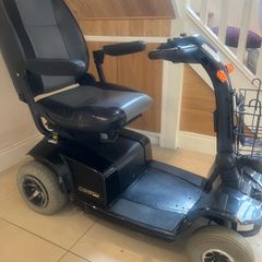 Pride Celebrity X Sport - mobility scooter.  Designed for outdoor terrain with enhanced suspension and larger wheels.