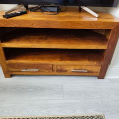 Two Drawer Sheesham Wood Corner TV Unit - India