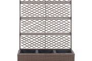 Trellis Raised Bed with 3 Pots 83x30x130 cm Poly Rattan Brown