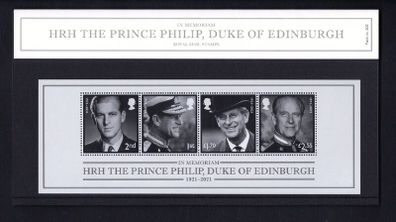 2021 Great Britain In Memoriam - HRH The Prince Philip, Duke of Edinburgh, 1921-2021 Commemorative Stamps Miniature Sheet Presentation Pack