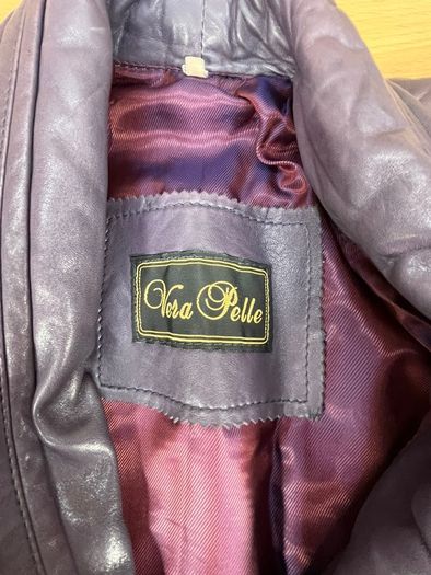 Vintage Italian Vera Pelle Leather Jacket Womens Small - Burgundy -Shoulder Pads