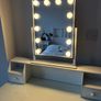 Beautiful White Makeup Table with Hollywood Style Glam Mirror Image 7