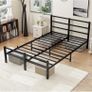 4ft6 Double Bed Frame with Headboard, Metal Slats Support Platform Bed Frames Double Bed with Storage Under Bed, Enhanced Support Stable Easy Assembly, Noise Free, No Box Spring Needed, Black Image 4