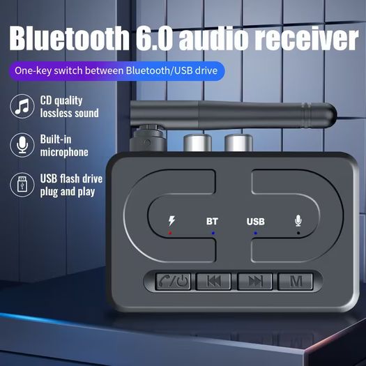 Bluetooth 6.0 Receiver USB Player - Digital to Analog Converter 3.5mm Audio Adapter - AUX. New, Unopened.