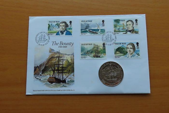 Isle of Man Mutiny on the Bounty Bicentenary 1789-1989 Crown coin stamp cover