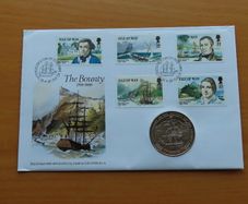 Isle of Man Mutiny on the Bounty Bicentenary 1789-1989 Crown coin stamp cover