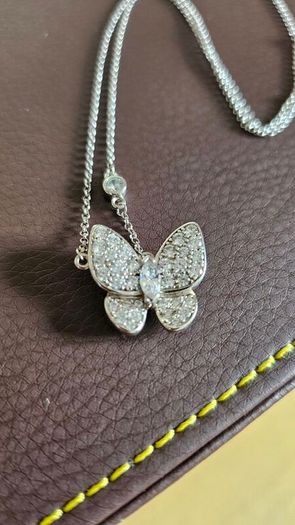 NEW - Silver butterfly necklace and stud earrings