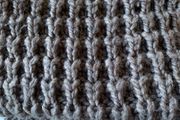 Brown chunky-knit long scarf, snood style