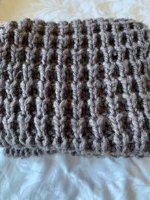 Brown chunky-knit long scarf, snood style