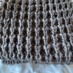 Brown chunky-knit long scarf, snood style