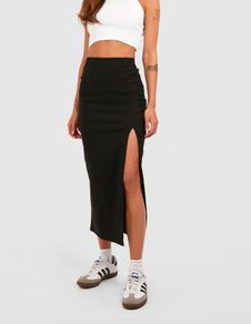 High split new maxi black skirt high waist uk 6