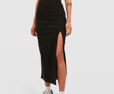 High split new maxi black skirt high waist uk 6