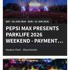 Parklife tickets X3