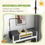 Wooden Tortoise Enclosure w/ Adjustable Lamp Holder, Openable Lid, Dual Main Houses, Storage Shelf, Fixed Tray - Grey Image 5
