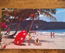 Old Postcard Beach Maracas Bay, Trinidad, Pan American World Airways - free standard postage