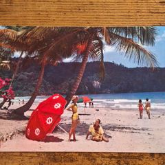 Old Postcard Beach Maracas Bay, Trinidad, Pan American World Airways - free standard postage