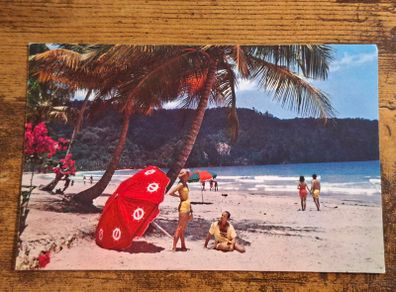 Old Postcard Beach Maracas Bay, Trinidad, Pan American World Airways - free standard postage