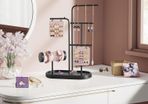Jewellery Stand with 4 Hanging Bars in Metal Metallic Gold