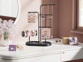 Jewellery Stand with 4 Hanging Bars in Metal Metallic Gold