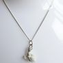 Vintage 925 Sterling Silver Cat Pendant Necklace - enamel detail Image 3