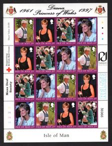 1997 Isle of Man Diana Princess of Wales Commemorative Stamps Sheetlet Mint Never Hinged (MNH)